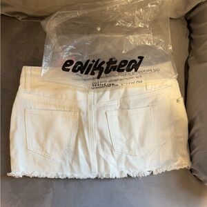 Edikted White Denim Mini Skirt